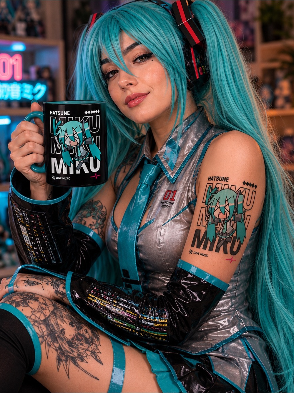 Hatsune Miku. Ceramic Mug, 11oz. Vocaloid Mug. Anime Mug. Gift. Miku Fan. NEW!!!